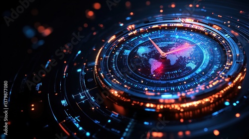 Wallpaper Mural Futuristic world clock Torontodigital.ca