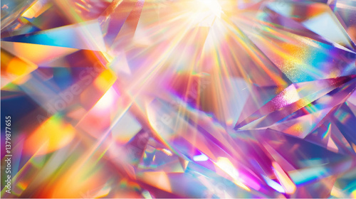 Glowing Crystal Vector Illustration with Sparkling Light Effects, Mystical and Abstract Design