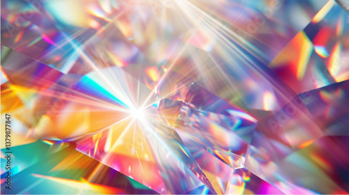 Glowing Crystal Vector Illustration with Sparkling Light Effects, Mystical and Abstract Design
