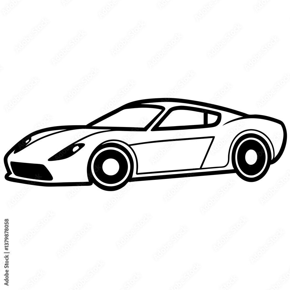 Black sports car and classic black and white car isolated on a white background Black sports car and classic black and white car isolated on a white background