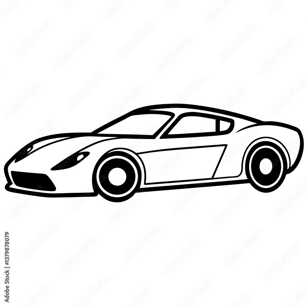 Fototapeta premium Black sports car and classic black and white car isolated on a white background