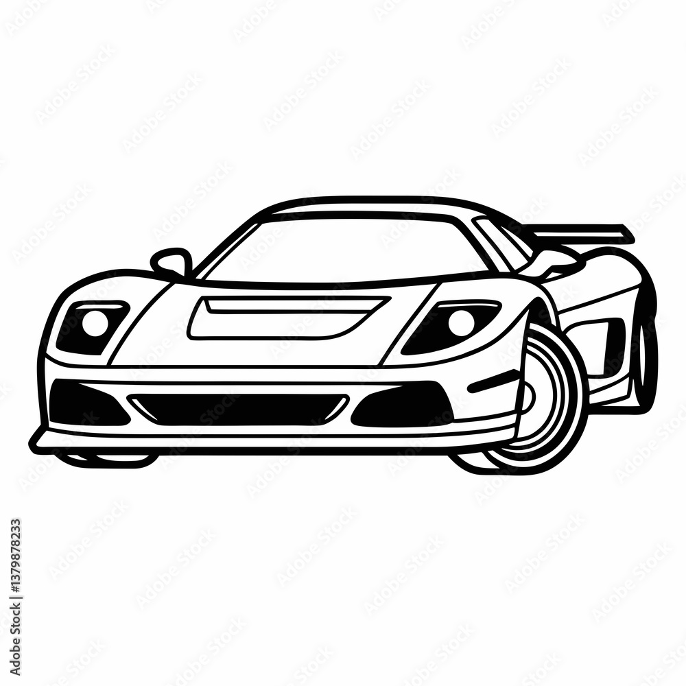 Naklejka premium Black sports car and classic black and white car isolated on a white background
