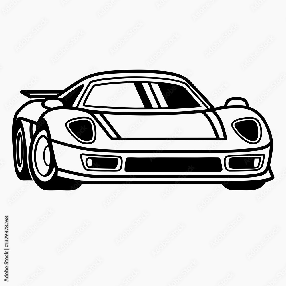Naklejka premium Black sports car and classic black and white car isolated on a white background