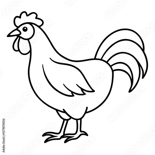 Cute and Funny Vector Illustration of Farm Chickens and Rooster
