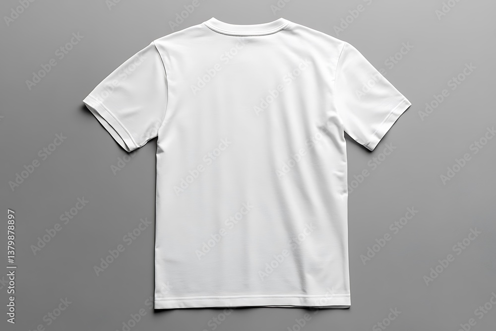 Realistic White TShirt with Short Sleeves on Gray Backdrop. Apparel Fashion Realistic White TShirt with Short Sleeves on Gray Backdrop. Apparel Fashion