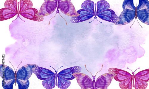 Hand-painted watercolor butterfly background