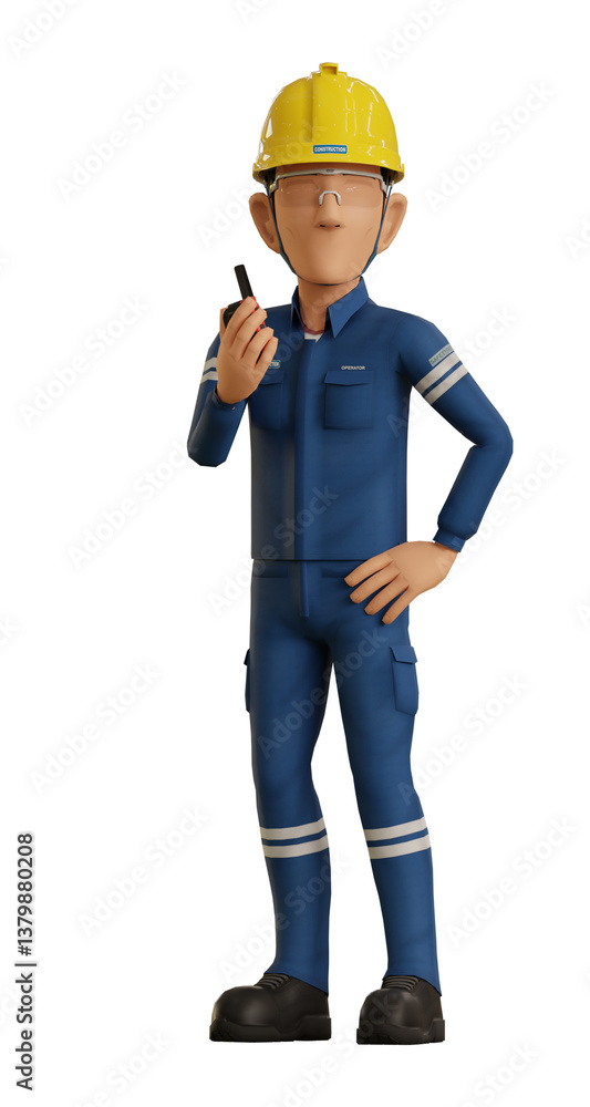 Isolate industrial operator is operating walkie-talkie
Isolate industrial operator is operating walkie-talkie
