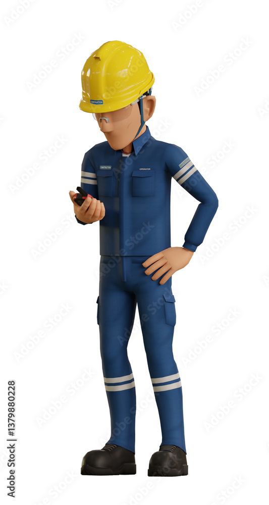 Isolate industrial operator is operating walkie-talkie
Isolate industrial operator is operating walkie-talkie
