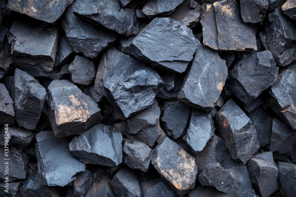 Close up of irregular shaped dark stones piled together with rough texture Close up of irregular shaped dark stones piled together with rough texture