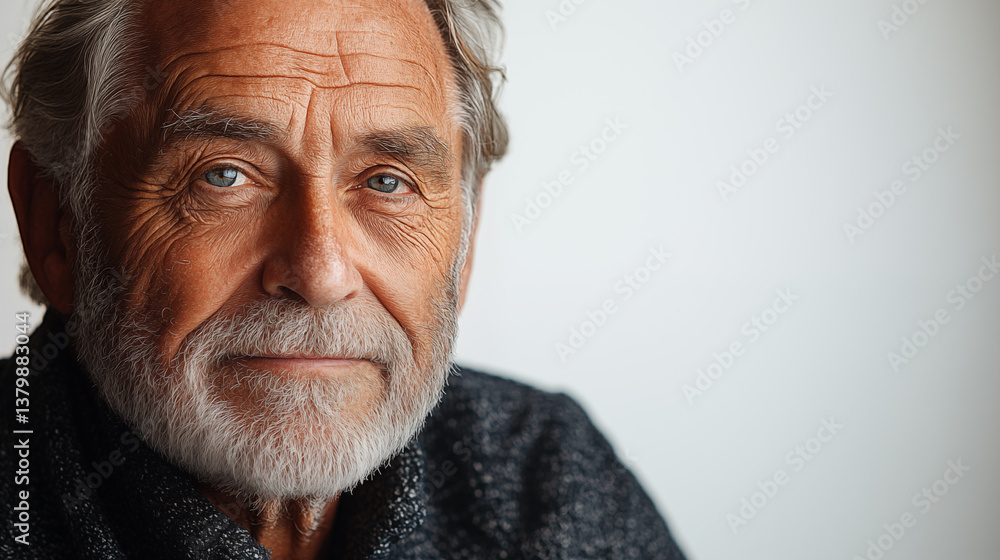 Portrait of an old man with grey hair and gray eyes. Portrait of an old man with grey hair and gray eyes.