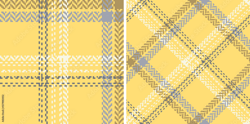 Check plaid seamless pattern set background.