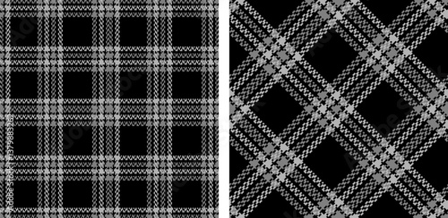 Obraz na płótnie Set black and white check plaid seamless vector pattern. w salonie