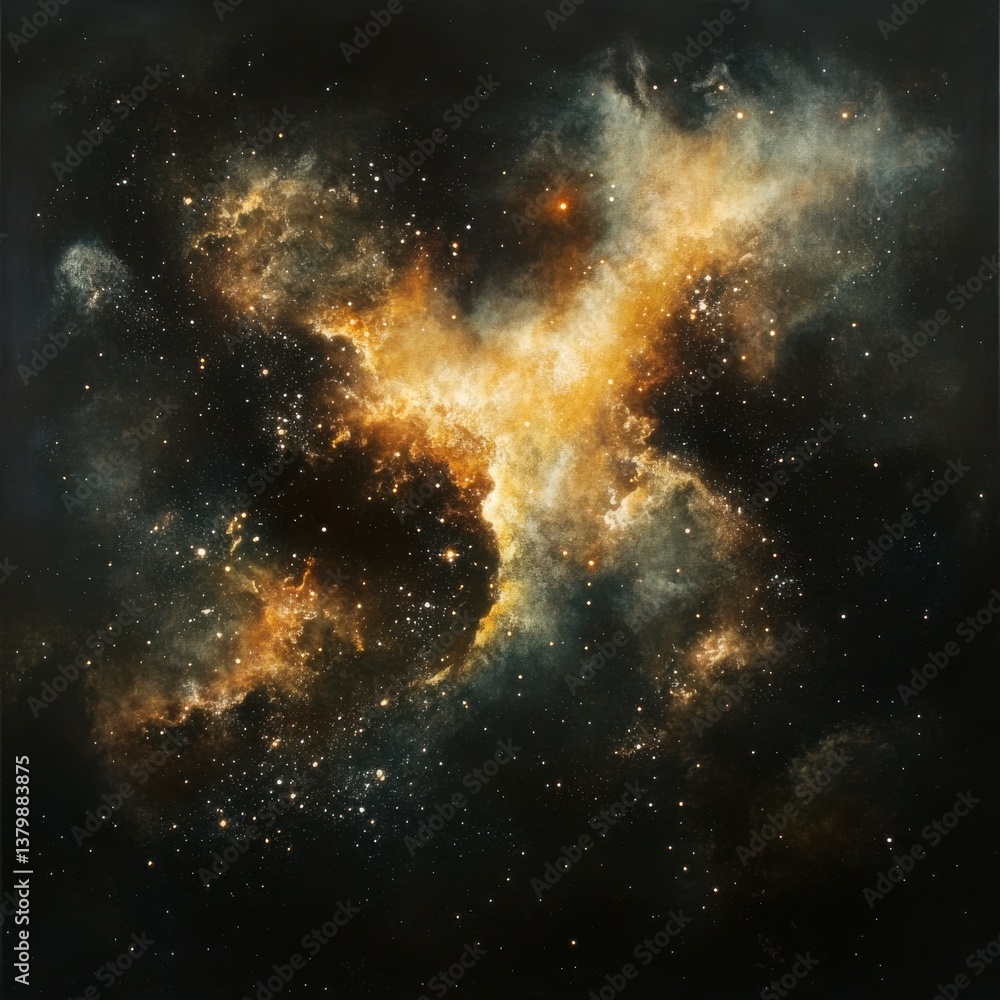 Obraz premium Majestic Cosmic Landscape with Stellar Nebula and Bright Galaxies