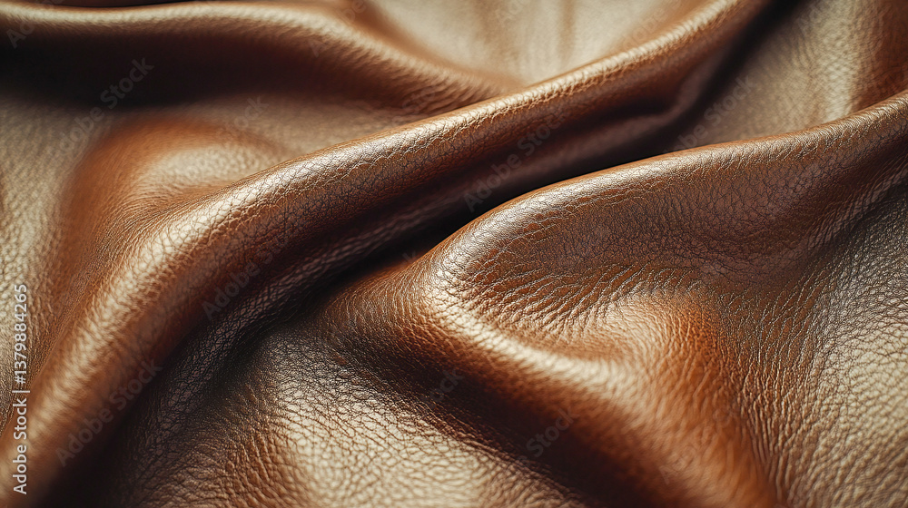Fototapeta premium Old Brown leather, closeup view of material texture, can be used as background