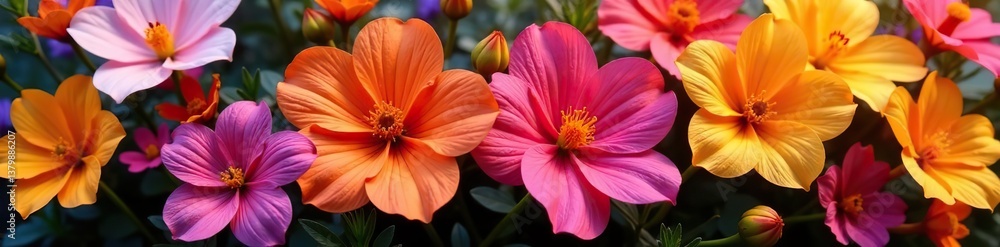 Close-up of vibrant Australian native flowers in full bloom, showcasing a variety of colorful petals and intricate patterns, nature, plant Close-up of vibrant Australian native flowers in full bloom, showcasing a variety of colorful petals and intricate patterns, nature, plant