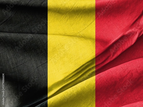 Obraz na plátně Waved Textured The flag of belgium Symbolizing National Identity and Unity