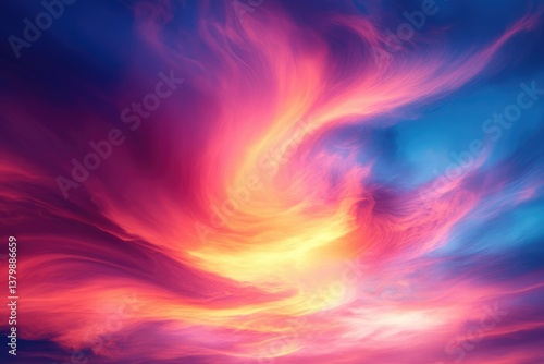 Wallpaper Mural A vibrant skyscape displays swirling clouds painted in hues of pink, orange, yellow, and blue, creating an ethereal, dreamy atmosphere. Torontodigital.ca