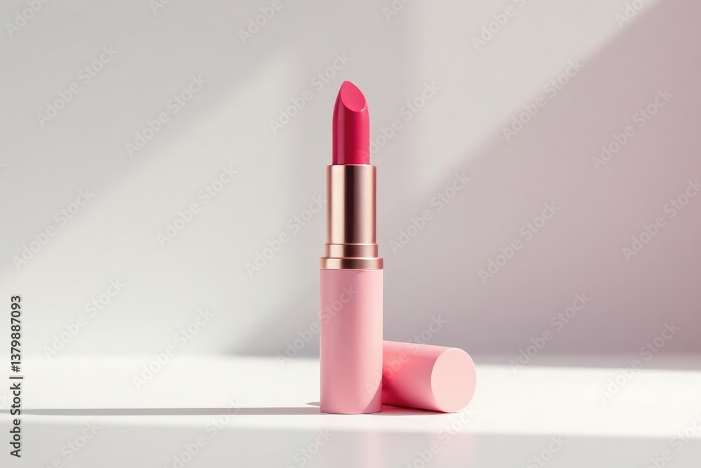 Elegant lipstick tube, pristine white backdrop, lipstick, cosmetics, professional Elegant lipstick tube, pristine white backdrop, lipstick, cosmetics, professional
