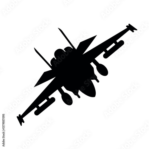 Twin engine fighter jet silhouette vector design