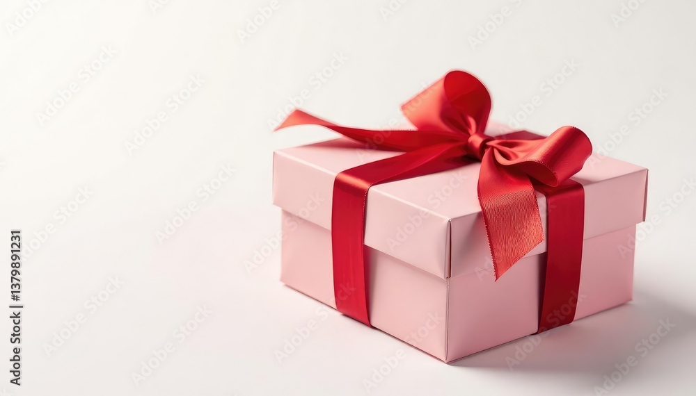 Elegant red ribbon tied gift boxes on white background, wrapping, celebration, art Elegant red ribbon tied gift boxes on white background, wrapping, celebration, art