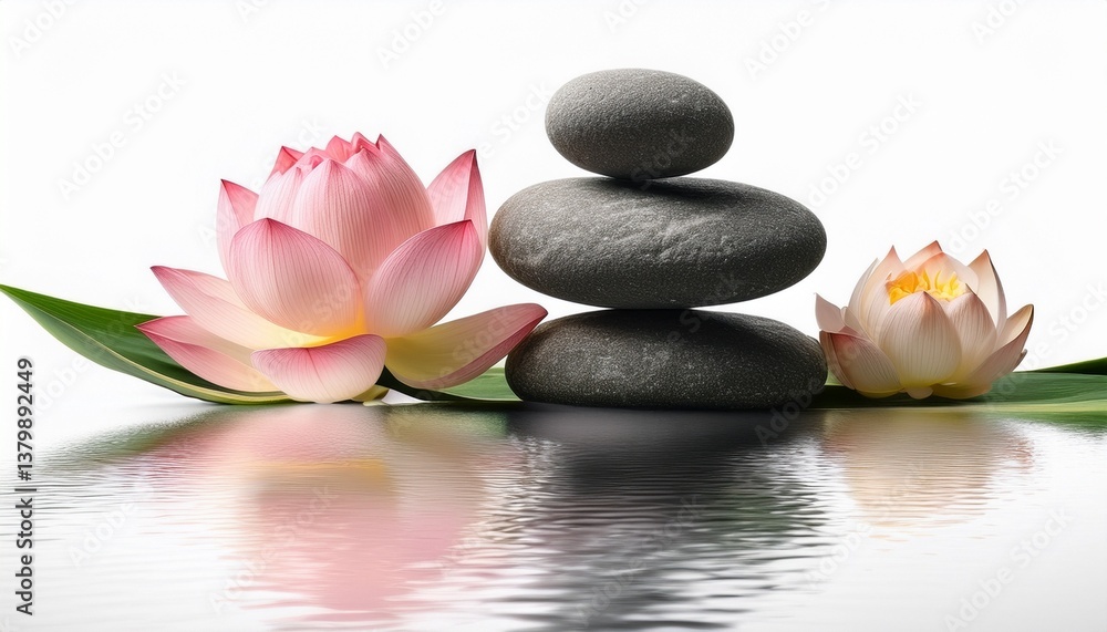 Fototapeta premium zen stones with flower