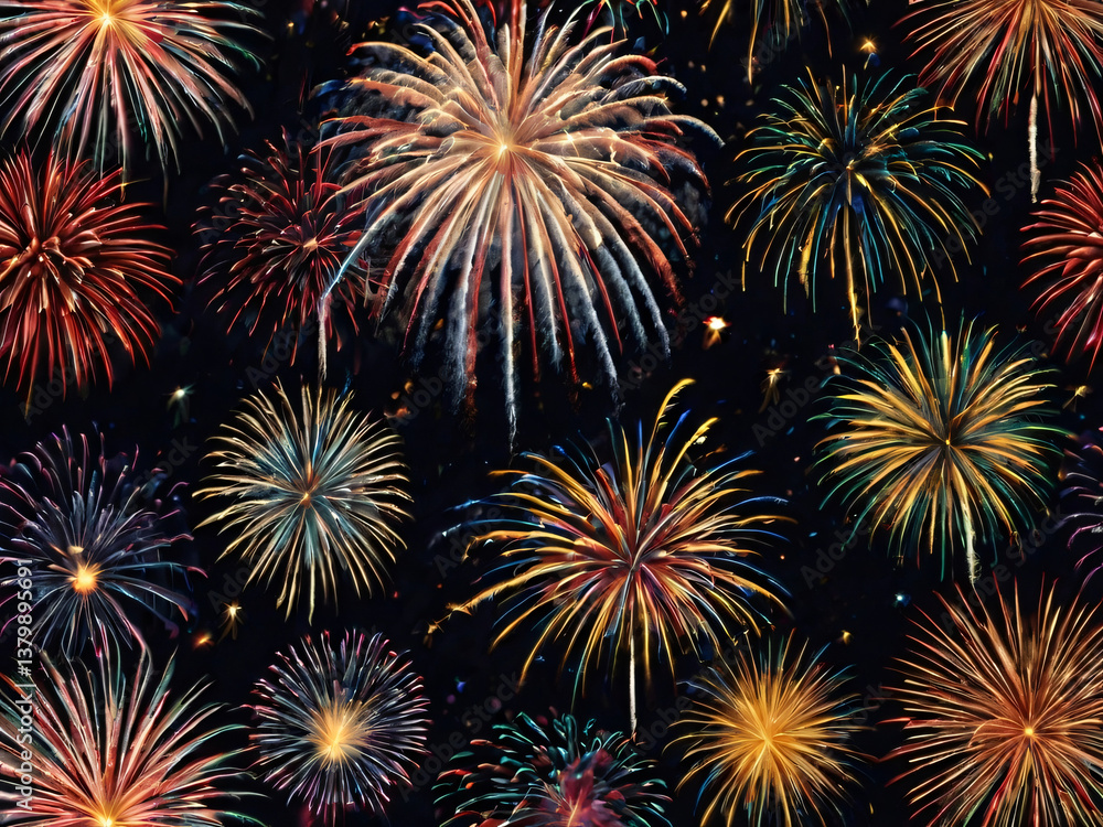 Naklejka premium fireworks in the dark sky