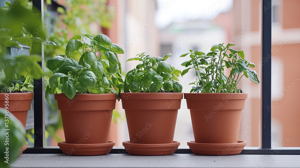 Fototapeta premium Mini balcony garden chaos urban planting adventure in a cozy setting nature's greenery vibrant viewpoint