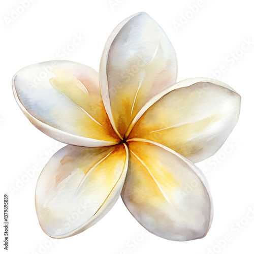 Fototapeta Naklejka Na Ścianę i Meble -  A watercolor painting of a white plumeria on a transparent background