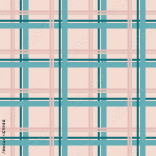 Print Soft Peach and Dark Teal Seamless Plaid with a Harmonious and Cozy Appearance