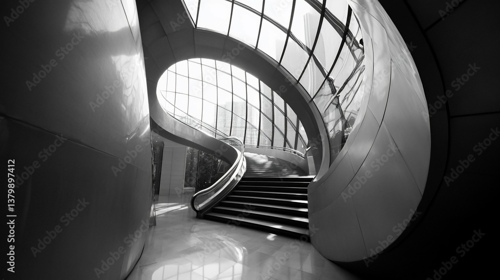 Fototapeta premium Curving Staircase in Modern Building