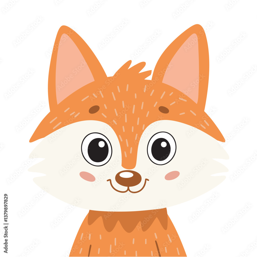 Obraz premium Cute fox face in flat style