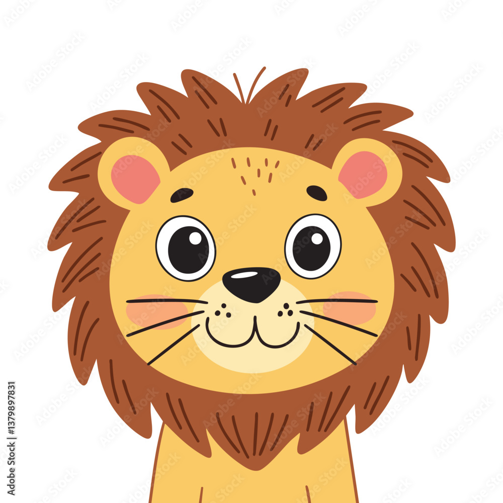 Cute lion face in flat style Cute lion face in flat style