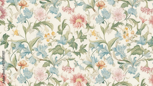 Wallpaper Mural seamless floral pattern Torontodigital.ca