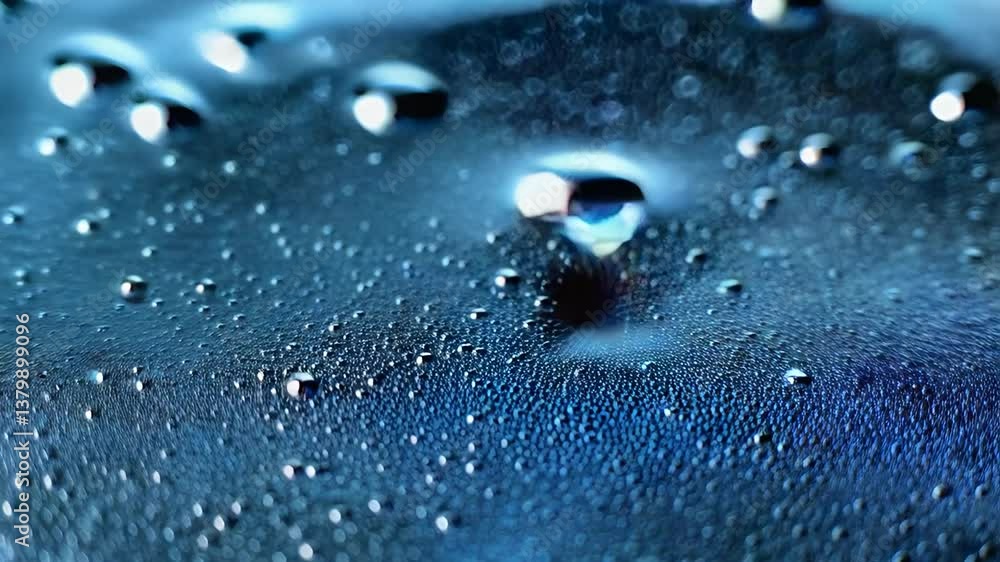 blue liquid drops dripping on puddles