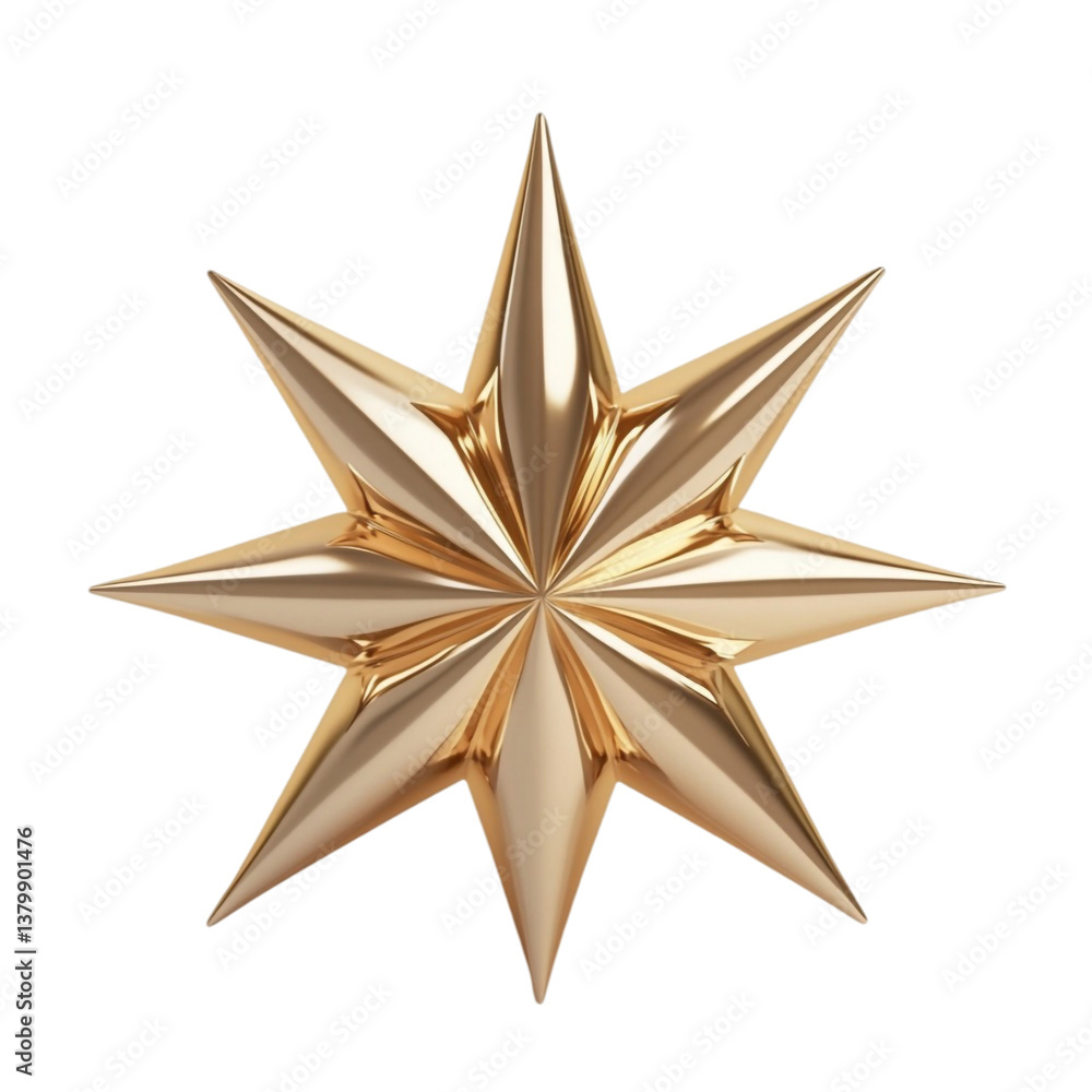 Golden eight-pointed star against colorful striped background abstract art design Golden eight-pointed star against colorful striped background abstract art design