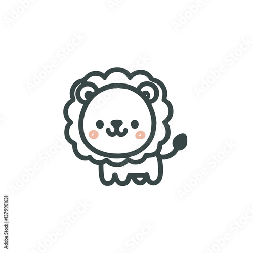 Wallpaper Mural Kawaii lion illustration happy cute character icon on black background with copy space Torontodigital.ca