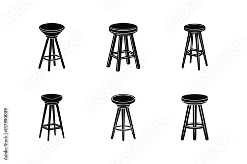 bar stool icon silhouette vector illustration