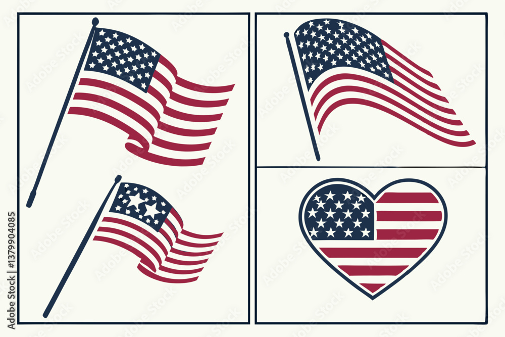 Patriotic American Flag and Capitol Illustrations - Symbols of U.S. Pride and Government. Patriotic American Flag and Capitol Illustrations - Symbols of U.S. Pride and Government.