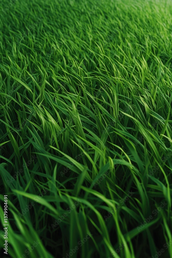 Obraz premium A field of green grass with a few brown spots. The grass is tall and lush, giving the impression of a healthy and thriving environment