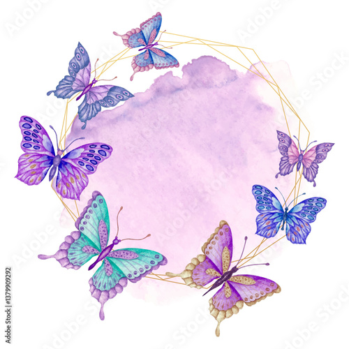 Hand-painted watercolor butterfly frame