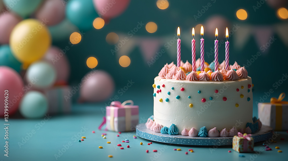 Birthday background with a cake and candles on the right, creating a festive and joyful atmosphere.
Birthday background with a cake and candles on the right, creating a festive and joyful atmosphere.