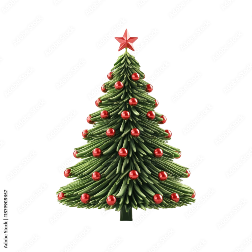 Festive Christmas Tree Red Ornaments Star Top Winter Holiday Season Greetings, Festive Christmas Tree Red Ornaments Star Top Winter Holiday Season Greetings,