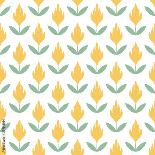 Vector seamless pattern with flowers. Botanical seamless pattern 