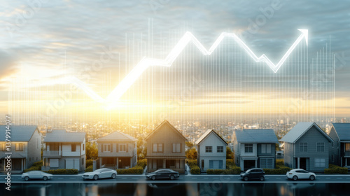 Real estate market trends urban landscape infographic analysis cityscape aerial view economic growth insights