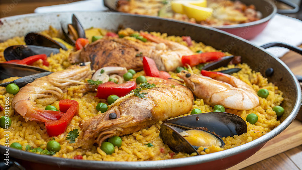 Paella Valenciana – Traditional Spanish Rice with Rabbit, Chicken & Seafood Paella Valenciana – Traditional Spanish Rice with Rabbit, Chicken & Seafood