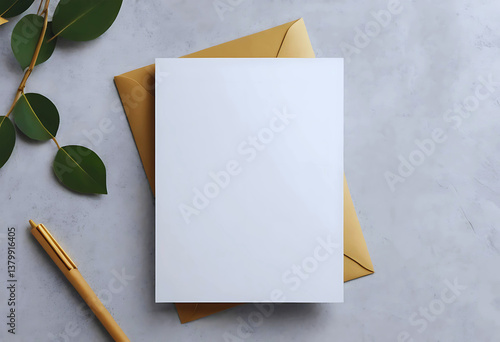 Textured A6 blank invitation card or flyer mockup, portrait orientation