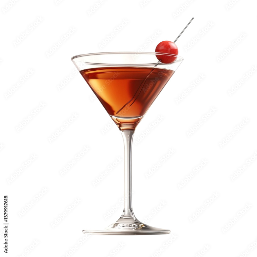 Manhattan Cocktail Cherry Garnish Elegant Drink Manhattan Cocktail Cherry Garnish Elegant Drink