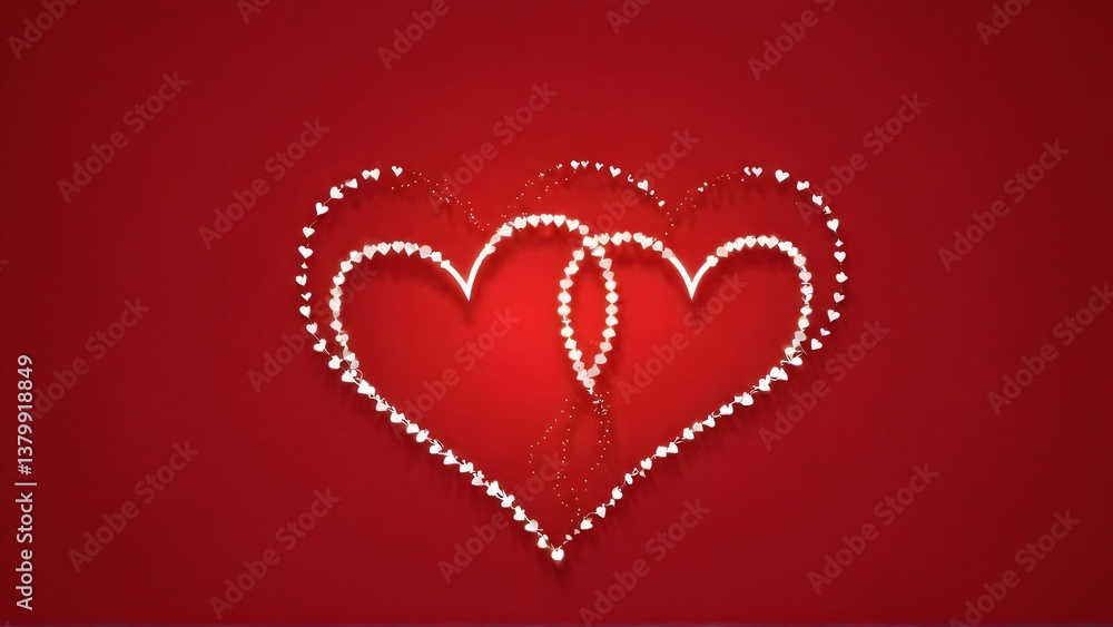 Glowing Sparkling Hearts on a Romantic Red Background Glowing Sparkling Hearts on a Romantic Red Background