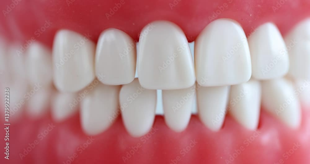 Detailed artificial model of human jaw made with realistic textures. Anatomical model helps medical students understand dental anatomy Detailed artificial model of human jaw made with realistic textures. Anatomical model helps medical students understand dental anatomy