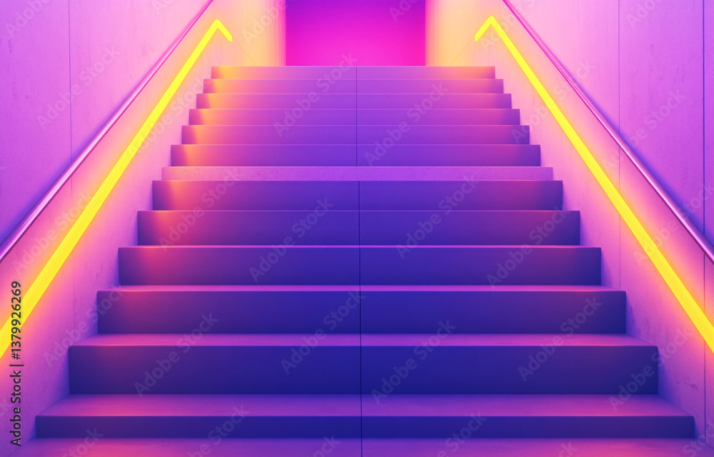 Fototapeta premium staircase with a purple and yellow color scheme
